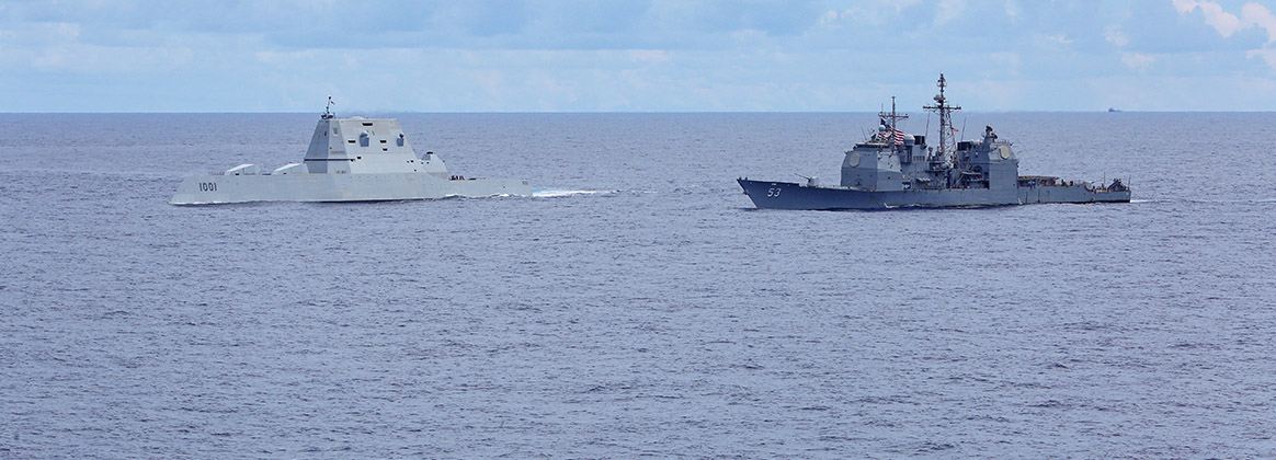 USS Michael Monsoor (DDG 1001) and the USS Mobile Bay (CG 53) 